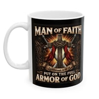 Image 4 of Personalized Man of Faith Mug Ephesians 6:10-18 11 oz Ceramic