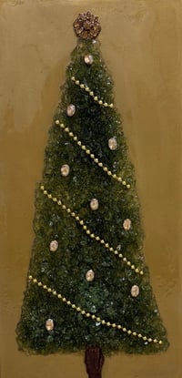Image 1 of LARGE BROKEN GLASS CHRISTMAS TREE CANVAS ART