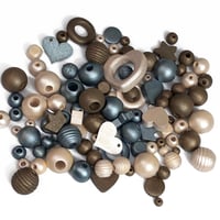 Image 5 of 100PC. CORDUROY MIX hand dyed/painted wooden bead lots mixed size, shape 