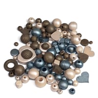 Image 7 of 100PC. CORDUROY MIX hand dyed/painted wooden bead lots mixed size, shape 