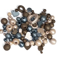 Image 6 of 100PC. CORDUROY MIX hand dyed/painted wooden bead lots mixed size, shape 