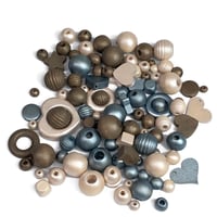 Image 8 of 100PC. CORDUROY MIX hand dyed/painted wooden bead lots mixed size, shape 