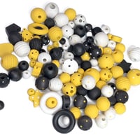 Image 4 of 100PC  BUMBLE MIX hand dyed/painted wooden bead lots mixed size, shape 