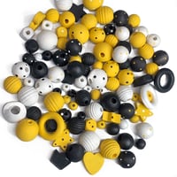 Image 1 of 100PC  BUMBLE MIX hand dyed/painted wooden bead lots mixed size, shape 