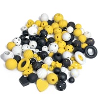 Image 5 of 100PC  BUMBLE MIX hand dyed/painted wooden bead lots mixed size, shape 