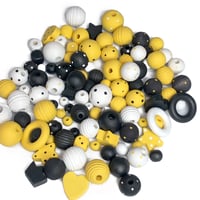 Image 6 of 100PC  BUMBLE MIX hand dyed/painted wooden bead lots mixed size, shape 