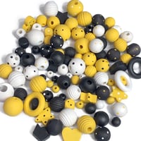 Image 8 of 100PC  BUMBLE MIX hand dyed/painted wooden bead lots mixed size, shape 