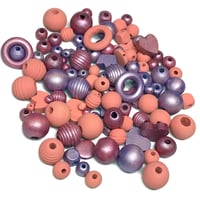 Image 2 of 100PC. FRUIT SMOOTHIE  MIX hand dyed/painted wooden bead lots mixed size, shape 