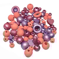 Image 3 of 100PC. FRUIT SMOOTHIE  MIX hand dyed/painted wooden bead lots mixed size, shape 