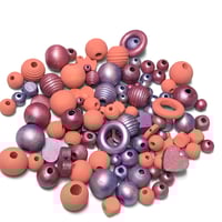 Image 4 of 100PC. FRUIT SMOOTHIE  MIX hand dyed/painted wooden bead lots mixed size, shape 