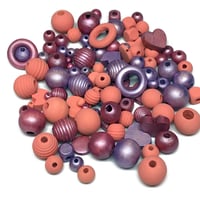 Image 5 of 100PC. FRUIT SMOOTHIE  MIX hand dyed/painted wooden bead lots mixed size, shape 