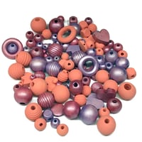 Image 6 of 100PC. FRUIT SMOOTHIE  MIX hand dyed/painted wooden bead lots mixed size, shape 
