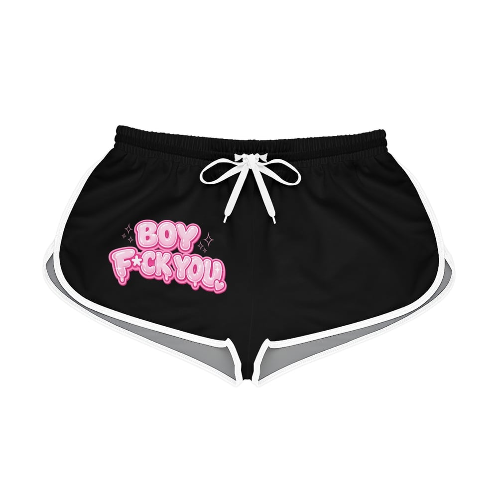 Image of Women’s Relaxed Shorts — "Boy F*ck You" Pink Bubble Graphic