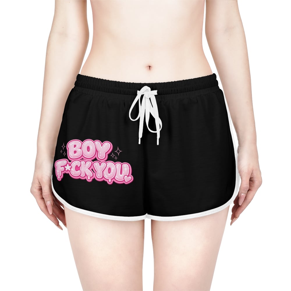 Image of Women’s Relaxed Shorts — "Boy F*ck You" Pink Bubble Graphic