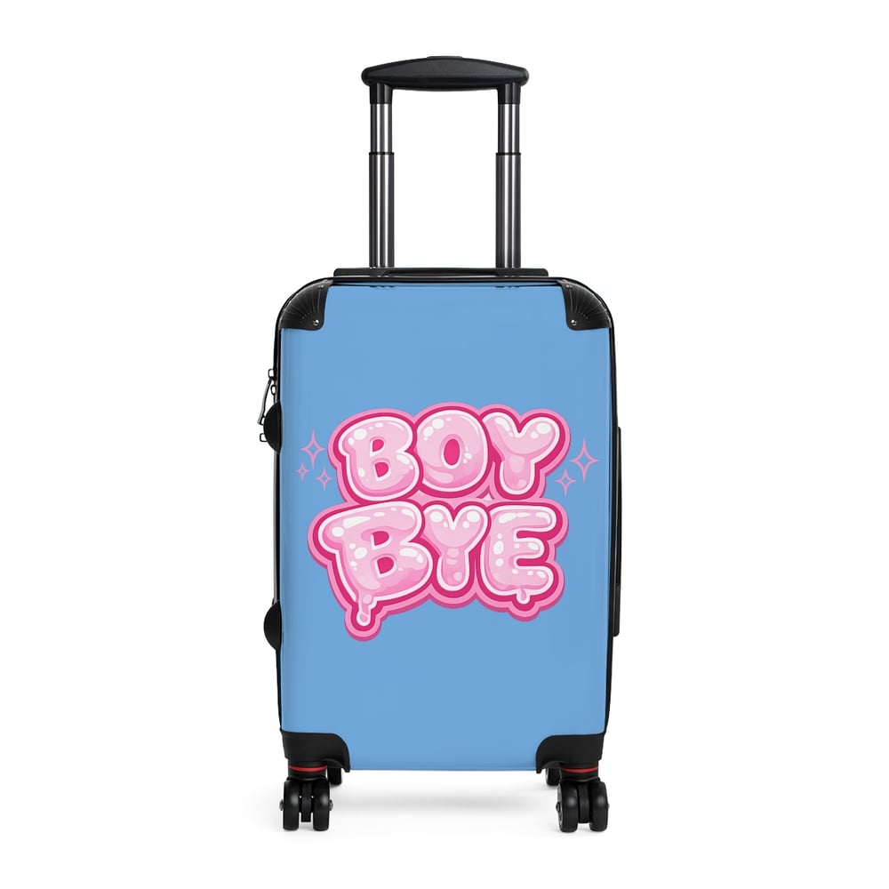 Image of Suitcase — Blue "Boy Bye" Graphic Carry-On Luggage