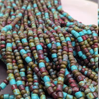 Image 1 of Santa Fe Mix – Czech Seed & Bugle Beads – Turquoise Red Picasso – 10g