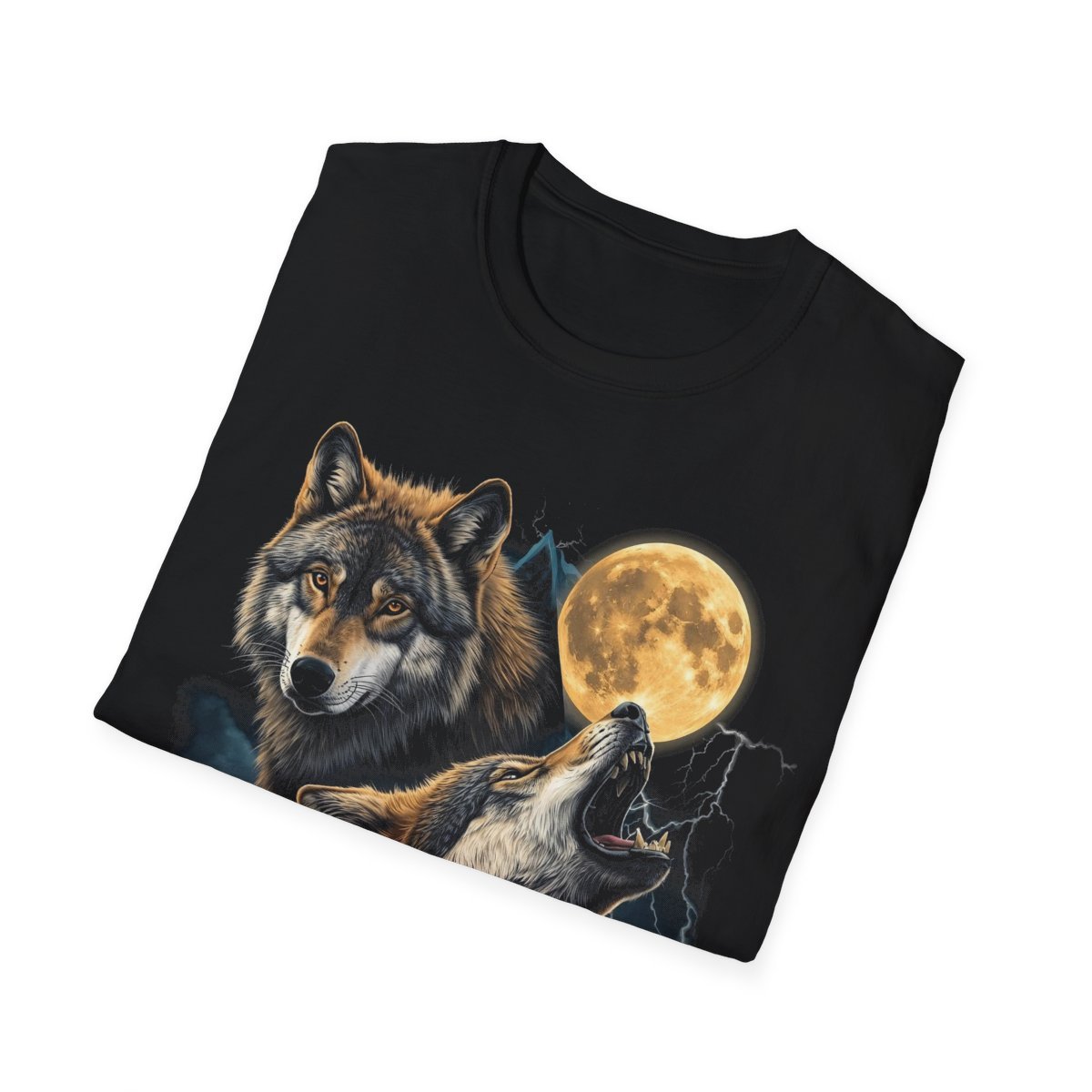 Image of Wolf Moon T-Shirt — Howling Wolves Night Sky Graphic Tee