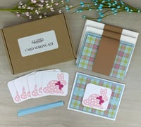 Image 1 of Easter Card Making Kit for Adults to DIY 6 Plaid Cards with Bunnies