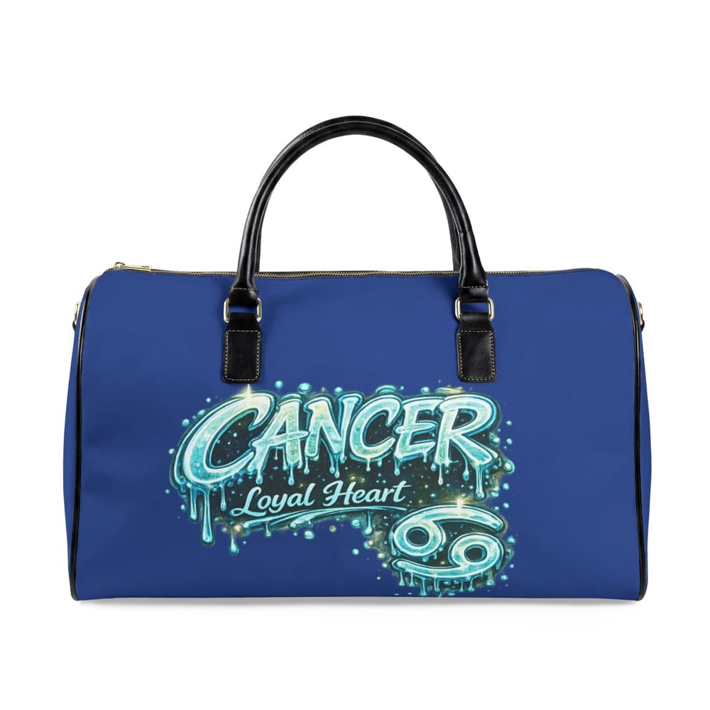 Image of Cancer Zodiac Leather Travel Bag — "Loyal Heart" Astrological Weekender