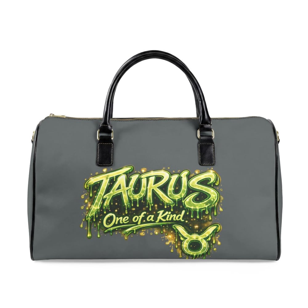 Image of Taurus Leather Travel Bag — "Taurus One of a Kind" Zodiac Duffle