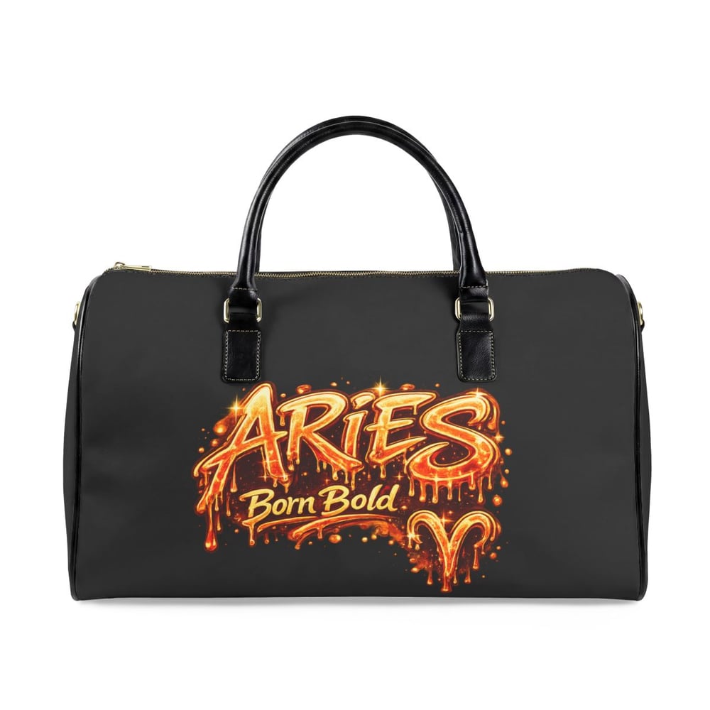 Image of Aries 'Born Bold' Leather Travel Bag — Zodiac Duffel for Confident Travelers