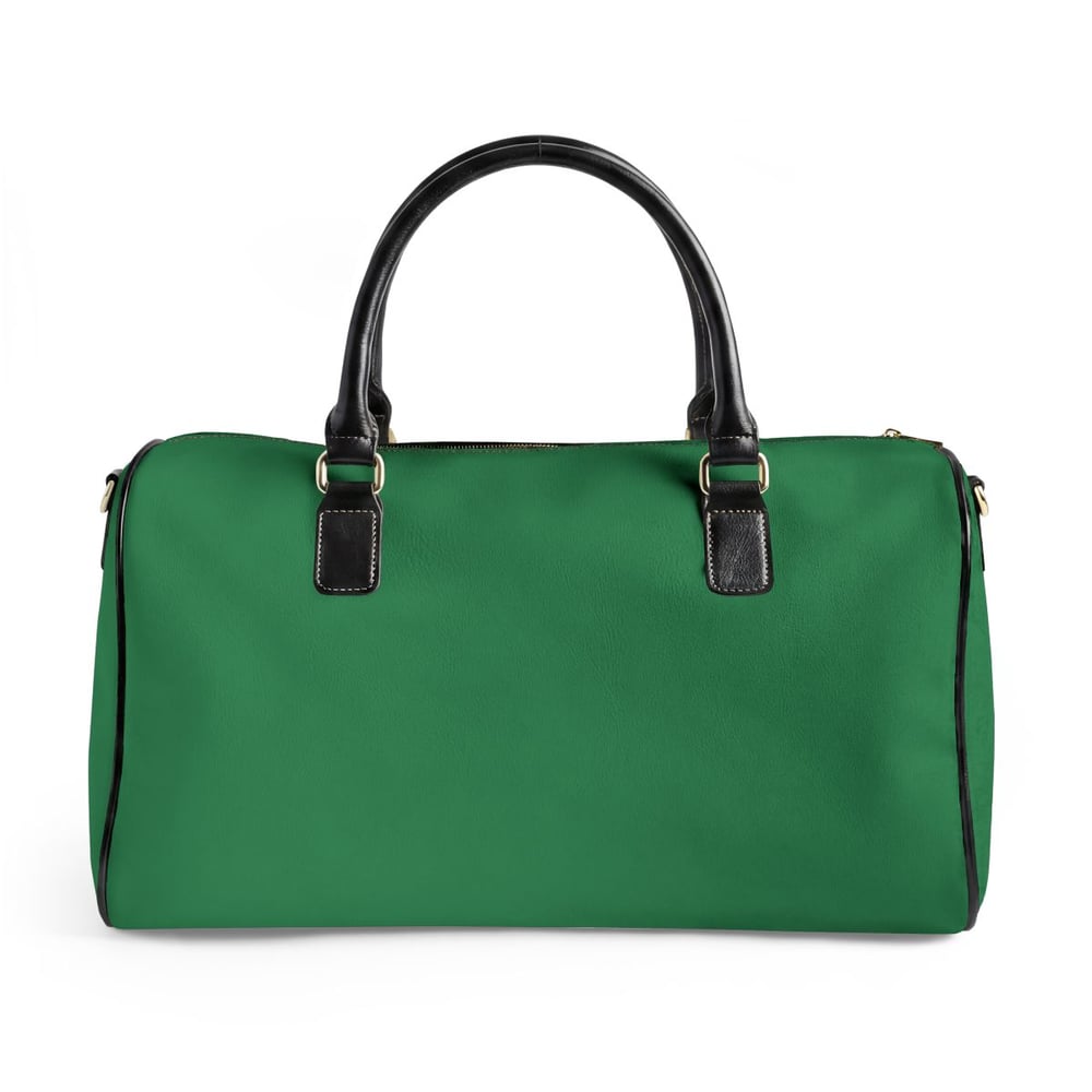 Image of Chess Travel Duffle Bag — "This Is Chess Not Checkers" Graphic Leather Weekender