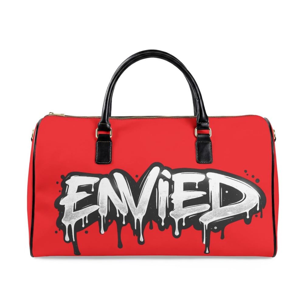 Image of Graffiti Leather Travel Bag — "EnVied" & "Unbothered" Street Style Weekender