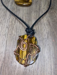 Image 1 of Men’s Tiger Eye Stone Wrapped With Copper Necklace