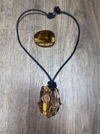 Image 2 of Men’s Tiger Eye Stone Wrapped With Copper Necklace