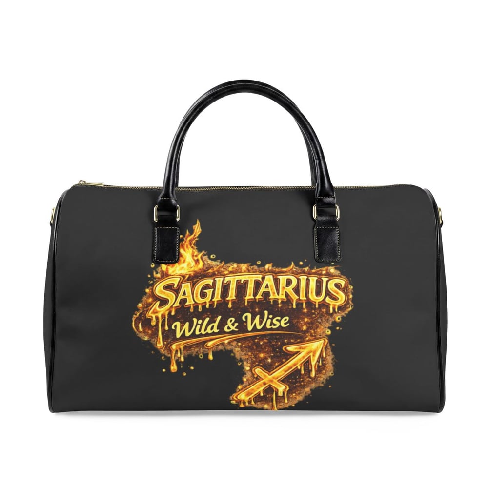 Image of Sagittarius Leather Travel Bag – Wild & Wise Zodiac Weekender