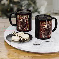 Image 4 of Krampus Christmas Mug | Black 11oz Gothic Horror Holiday Coffee Cup, Halloween Decor, Spooky Kitchen