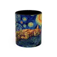 Image 1 of Sleeping Orange Cat Starry Night Mug | Accent Coffee Mug