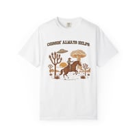 Image 1 of Cussin' Always Helps Cowboy Graphic Tee | Western UFO Desert Art-c477ae8f