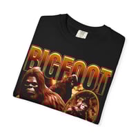 Image 3 of Bigfoot Collage T-Shirt | Sasquatch Vintage Poster Style Unisex Garment-Dyed Tee Cryptids, -67fbad44