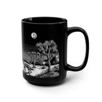 Image 2 of Joshua Tree Desert Coyotes Linocut, Southwest Mug, 15oz Coffee Cup, Wildlife Love.
