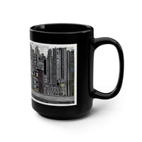 Image 2 of Black Cat Cityscape Mug, 15oz Ceramic Coffee Cup, Cat Lover Gift, Urban Cat Design, Cozy Ho-5ac7338e