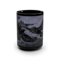 Image 1 of Black Mug, 15oz, Raven Dark Winged Birds Gothic Coffee Cup for Bird Lovers