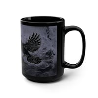 Image 2 of Black Mug, 15oz, Raven Dark Winged Birds Gothic Coffee Cup for Bird Lovers