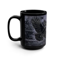 Image 4 of Black Mug, 15oz, Raven Dark Winged Birds Gothic Coffee Cup for Bird Lovers
