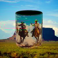 Image 1 of Southwestern Cowboy Coffee Mug, Western Old West Ceramic Cup, Rancher Southwest 