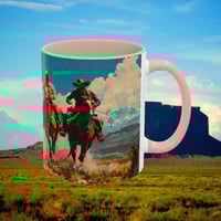 Image 8 of Southwestern Cowboy Coffee Mug, Western Old West Ceramic Cup, Rancher Southwest 