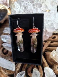 Image 1 of Handmade toadstool clear quartz earrings 
