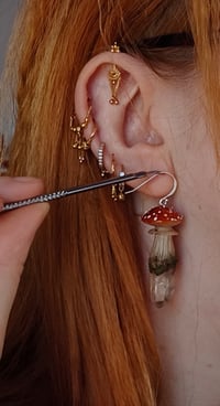 Image 2 of Handmade toadstool clear quartz earrings 