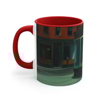 Image 2 of Nighthawks Painting Mug | Accent Mug with Red Handle and Interior