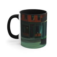 Image 5 of Nighthawks Painting Mug | Accent Mug with Red Handle and Interior