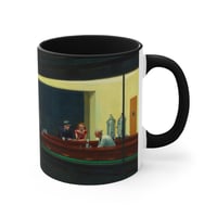 Image 6 of Nighthawks Painting Mug | Accent Mug with Red Handle and Interior