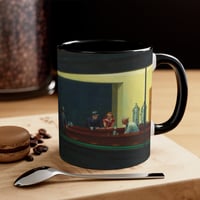 Image 7 of Nighthawks Painting Mug | Accent Mug with Red Handle and Interior