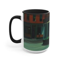 Image 8 of Nighthawks Painting Mug | Accent Mug with Red Handle and Interior
