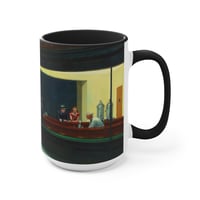 Image 9 of Nighthawks Painting Mug | Accent Mug with Red Handle and Interior