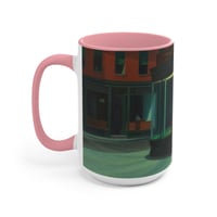 Image 11 of Nighthawks Painting Mug | Accent Mug with Red Handle and Interior